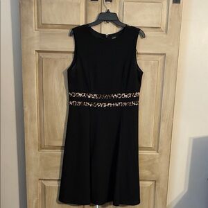 Liz Claiborne Black Dress with Animal Print Detail